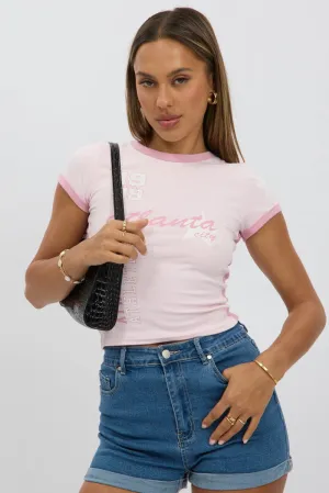 Pink Graphic Tee Short Sleeve Perfect Comfort