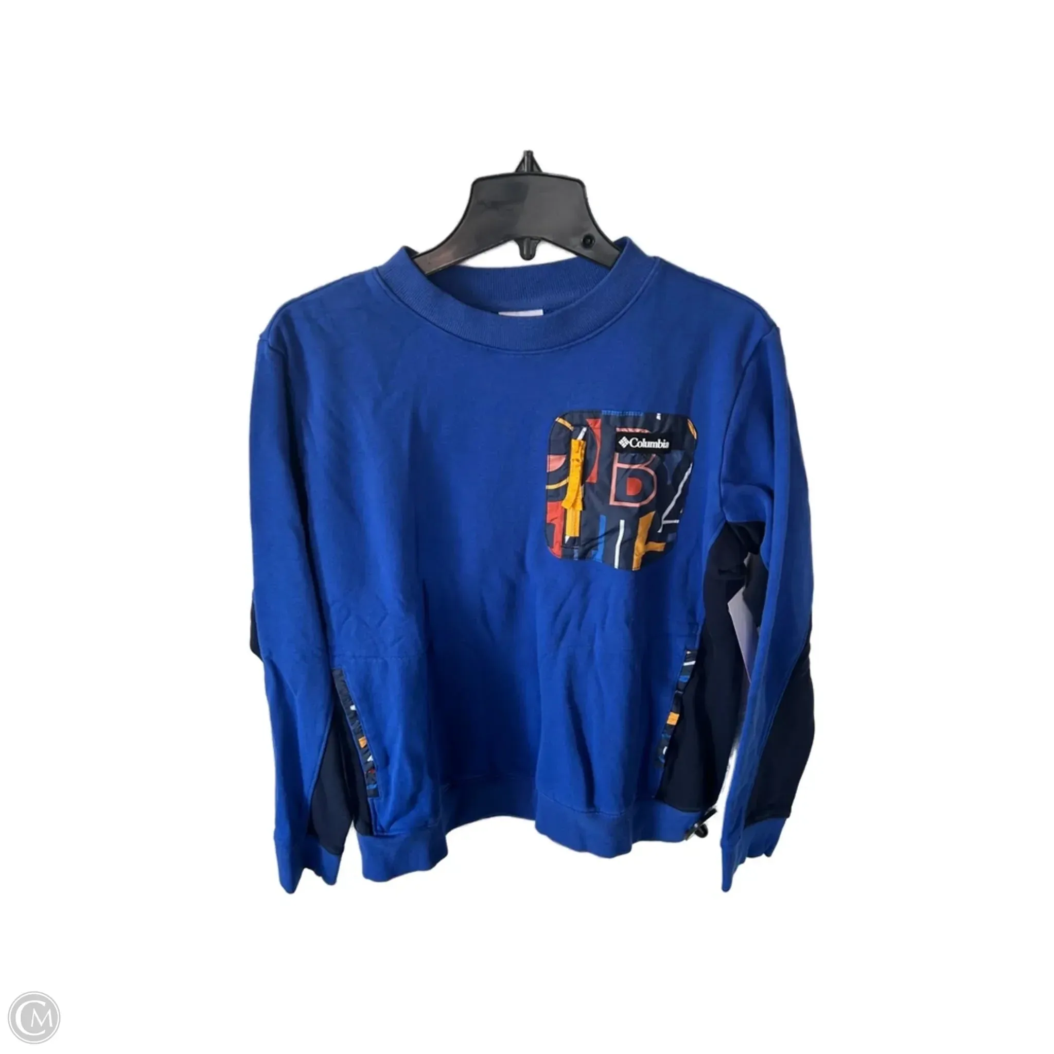 Athletic Sweatshirt Crewneck By Columbia In Black & Blue, Size: Xl Machine Fit StaticResistantTextile