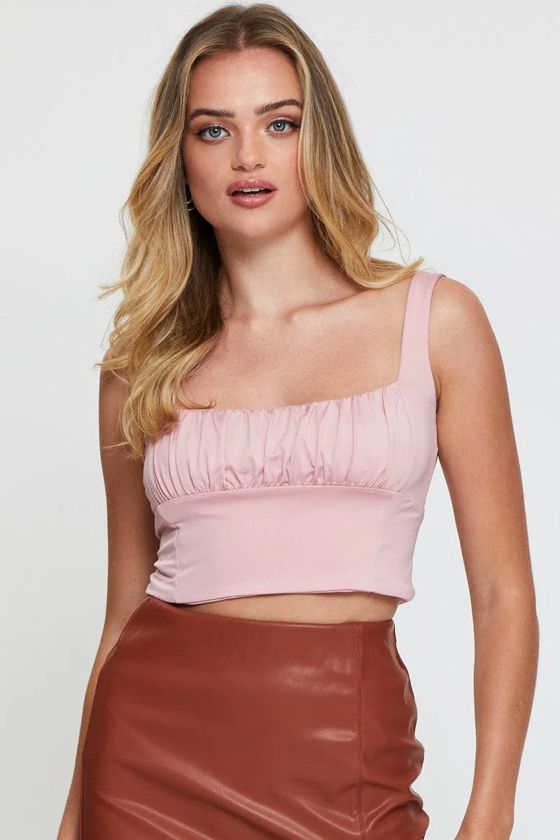 Warm Fashion Pink Crop Top