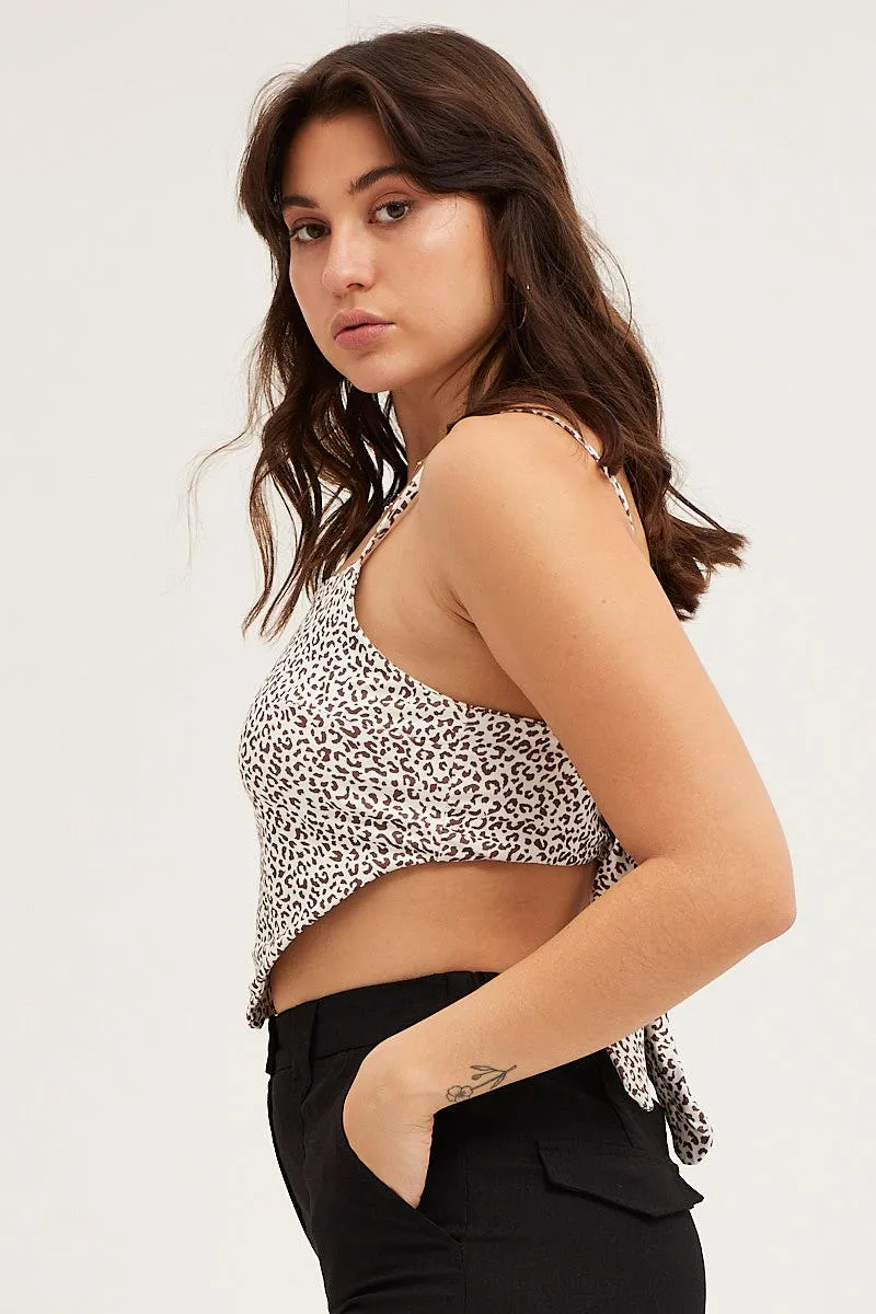Print Sleeveless Scarf Hem Tie Back Singlet Fearless Mode Classic Fashion