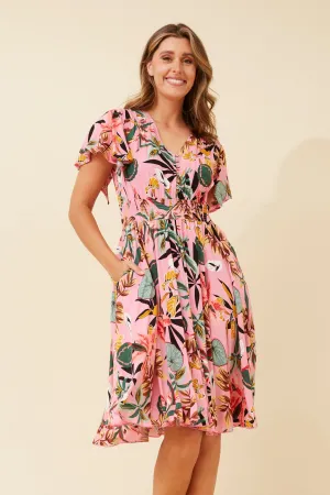 SANDY TROPICAL PRINT DRESS Silk Glow Outdoor Pants