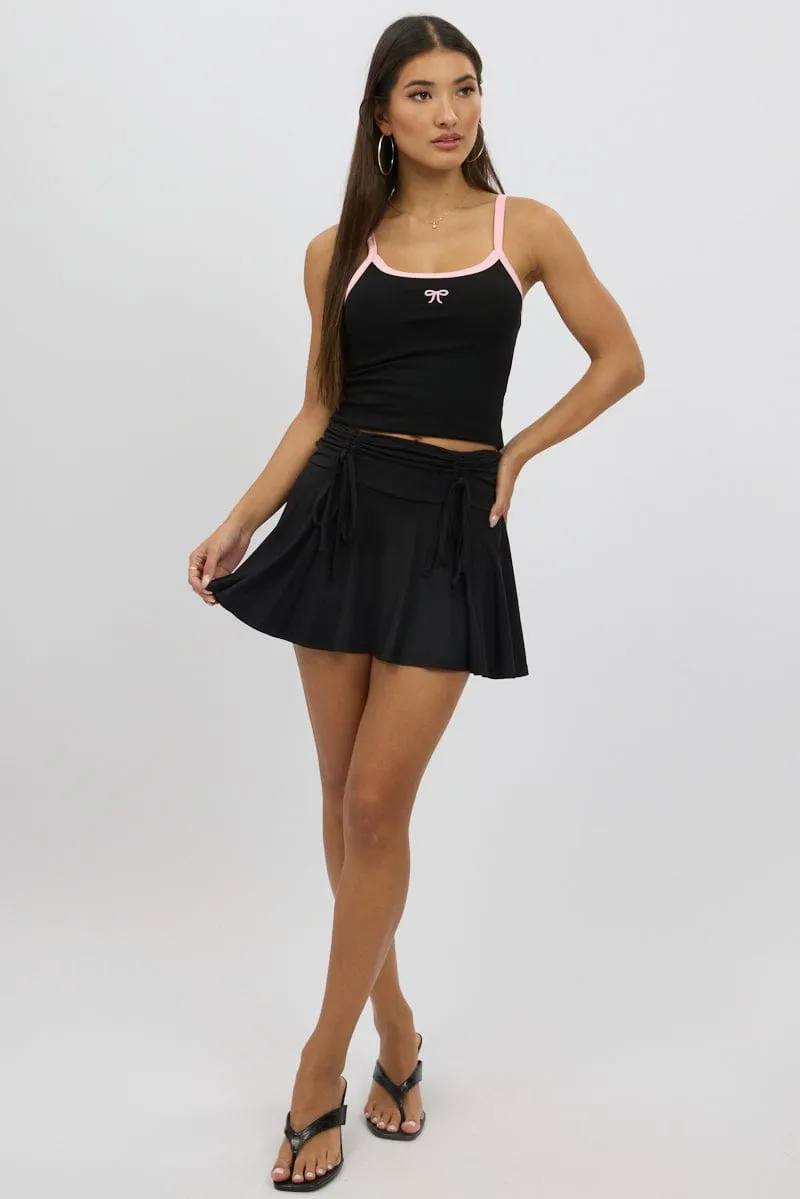 Black Graphic Singlet Top Classic Mode FormFitting Cut