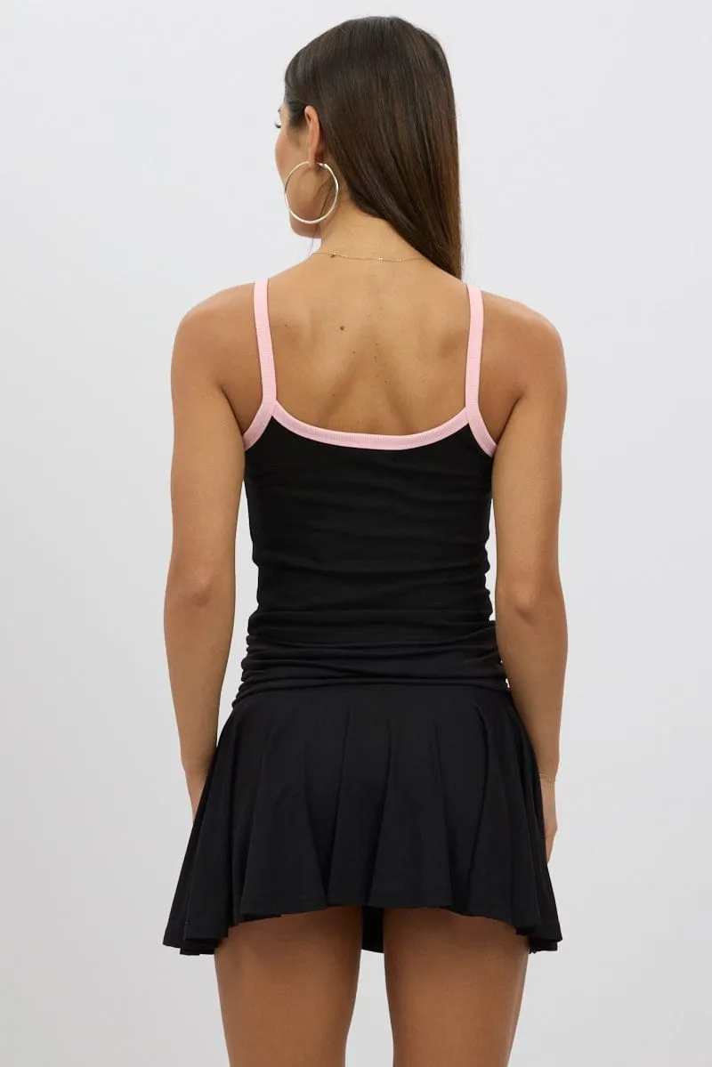 Black Graphic Singlet Top Durable materials Nordic Light