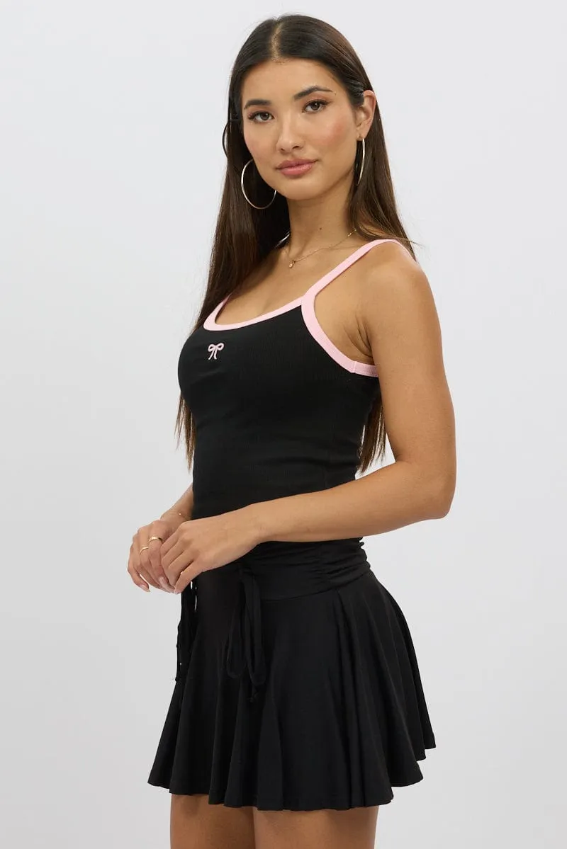 Black Graphic Singlet Top Prince Core Business Outfit
