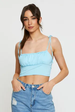 QuickDry Technology ZeroWaste Production Blue Tie Shoulder Top Cami
