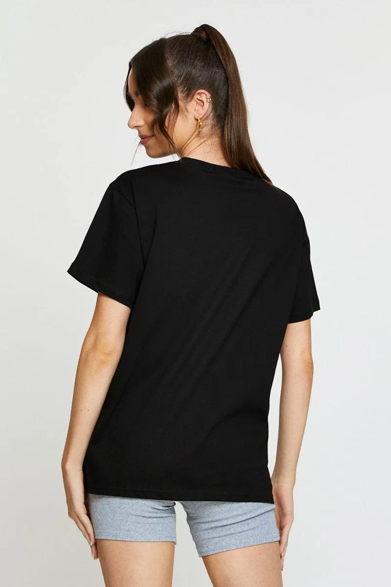 Black Graphic T-Shirt Short Sleeve Ocean Fit SweatAbsorbentLining