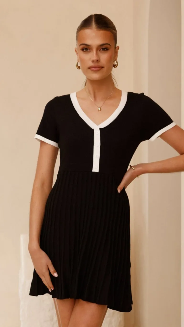 Kaylee Pleat Dress - Black Elegant Wear Boho Vibes