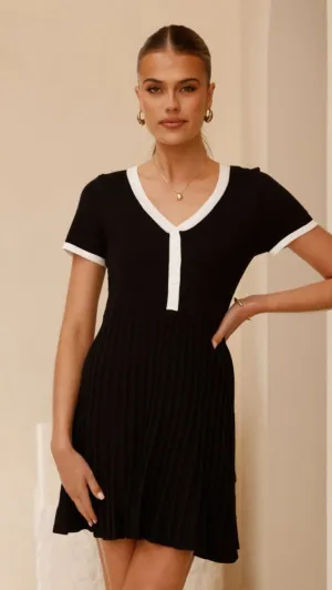 Kaylee Pleat Dress - Black Elegant Wear Boho Vibes