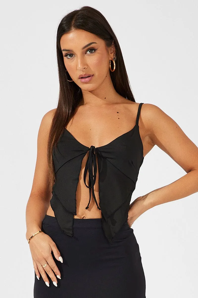 BalancedDrape Surf Mood Black Tie Top Singlet
