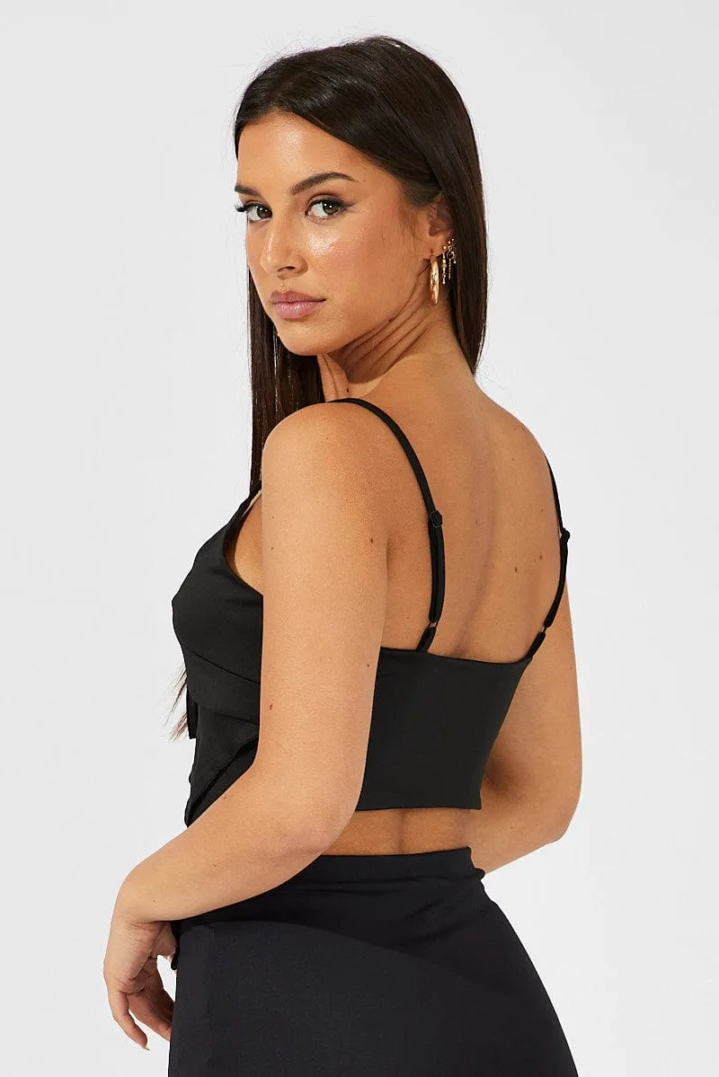 Black Tie Top Singlet Effortless Fashion