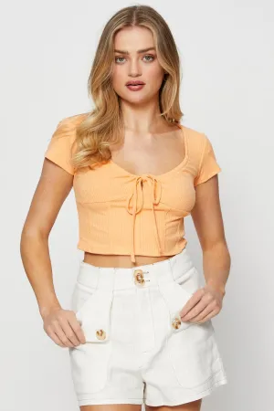 Orange Crop Top Short Sleeve HeavyDuty Zipper