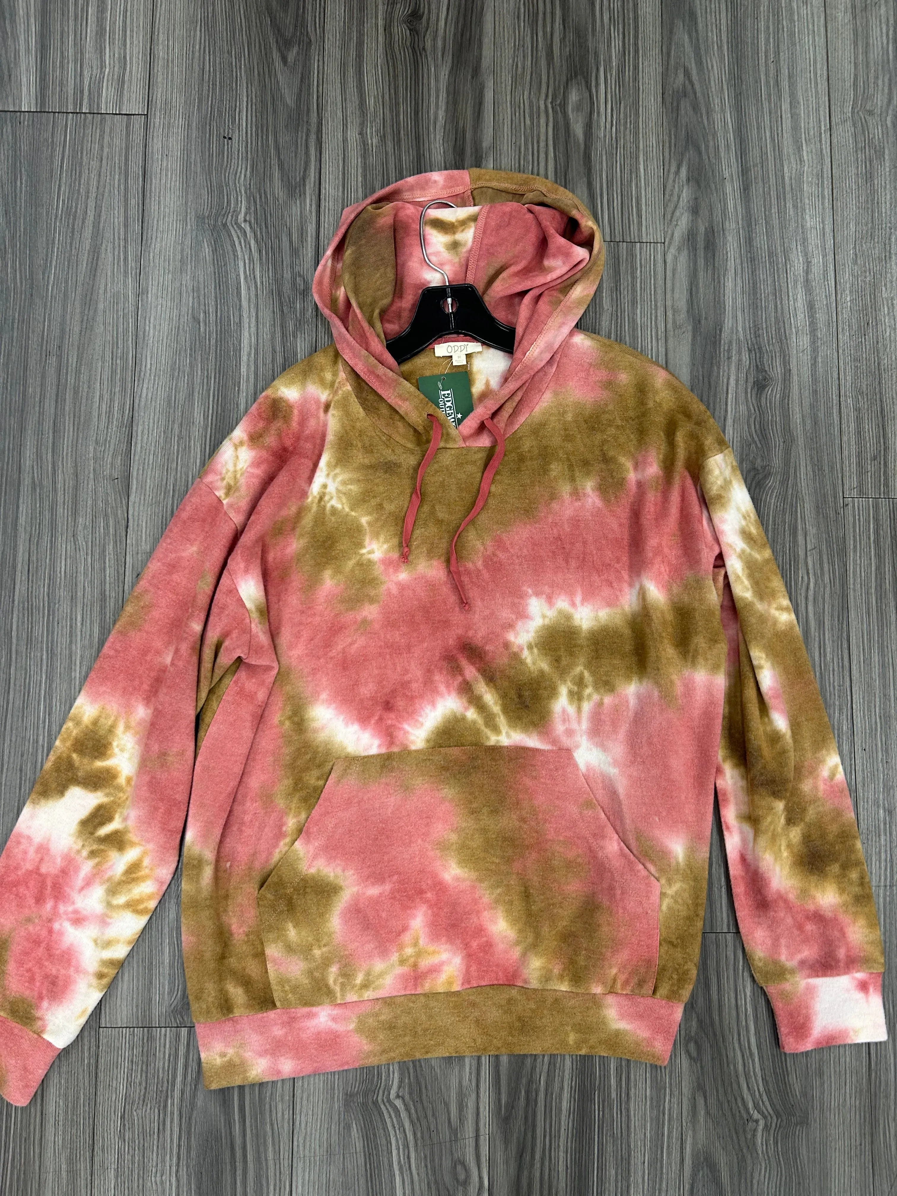 warm glow Polish Tone Sweatshirt Hoodie By Oddi In Brown & Pink, Size: M