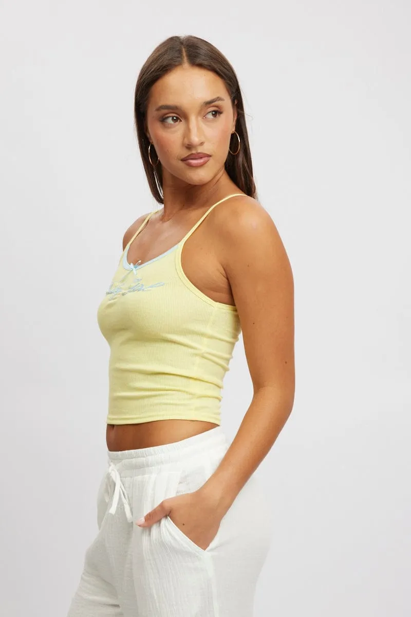 Yellow Graphic Singlet Rib SnagFree Surface Fashion Core