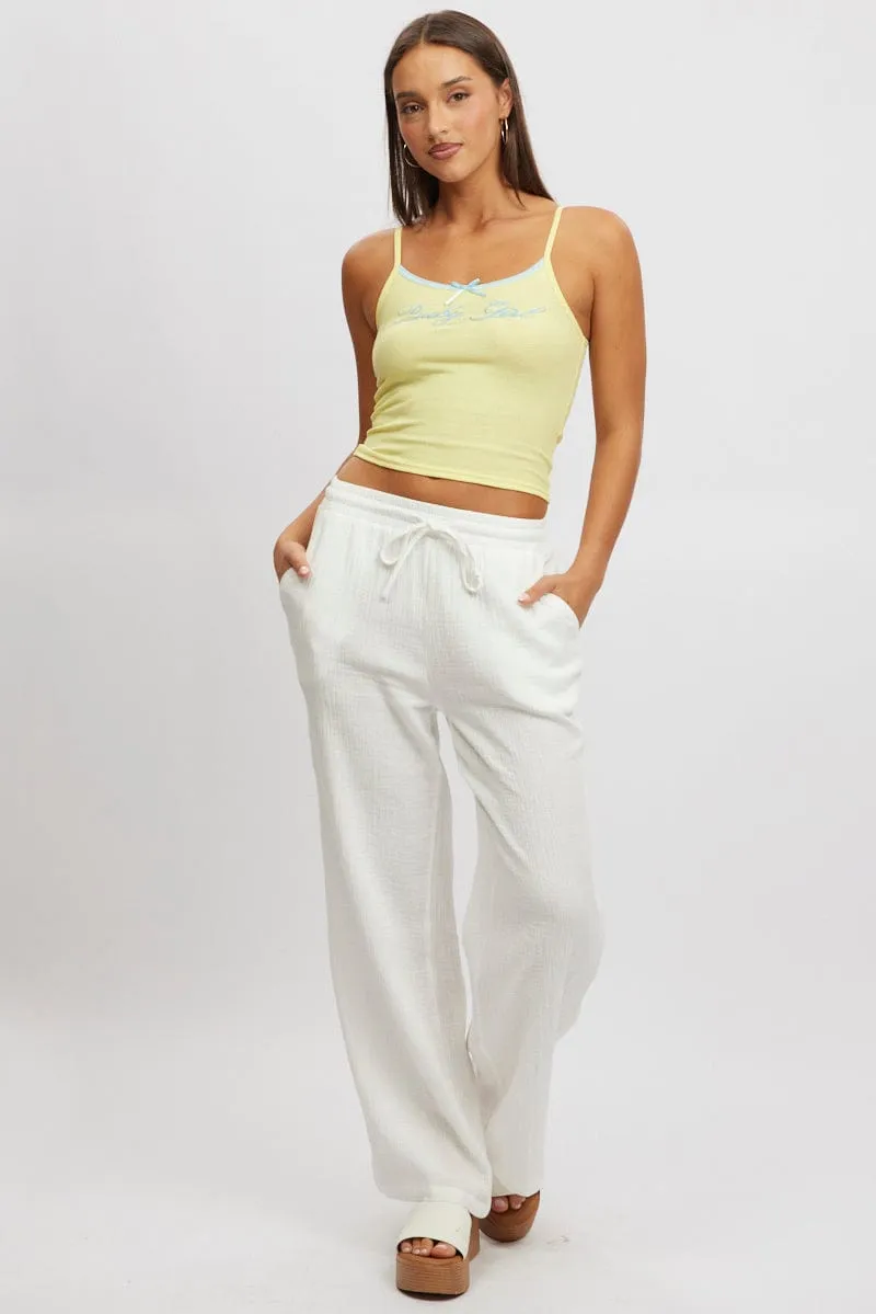 Yellow Graphic Singlet Rib Versatile Fashion RecycledBlend