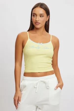 Durable Reinforced Edges Yellow Graphic Singlet Rib