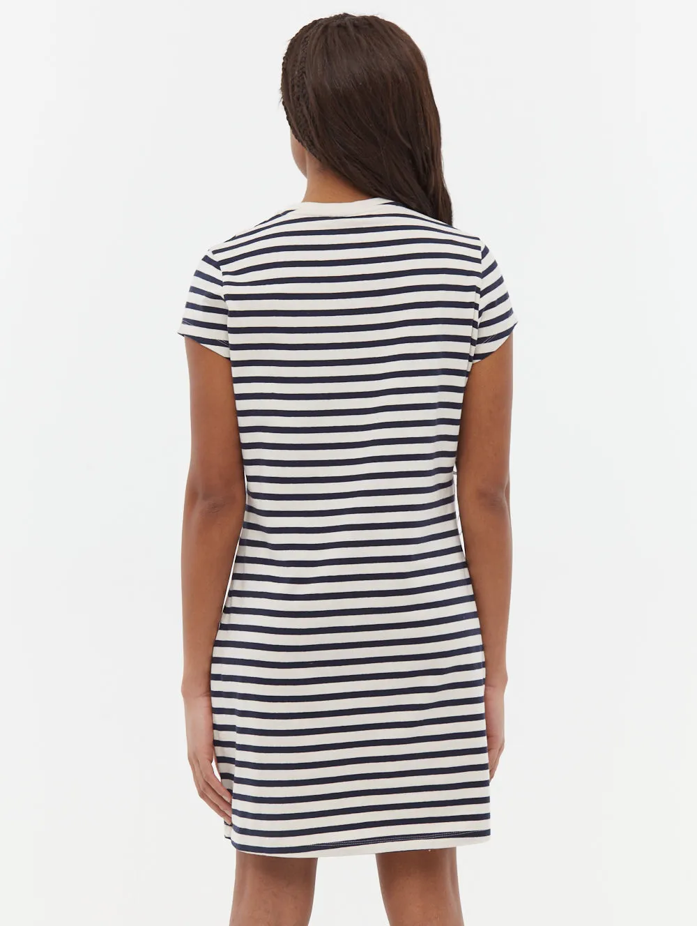 Stretch Fabric Mabelle Striped T-Shirt Midi Dress