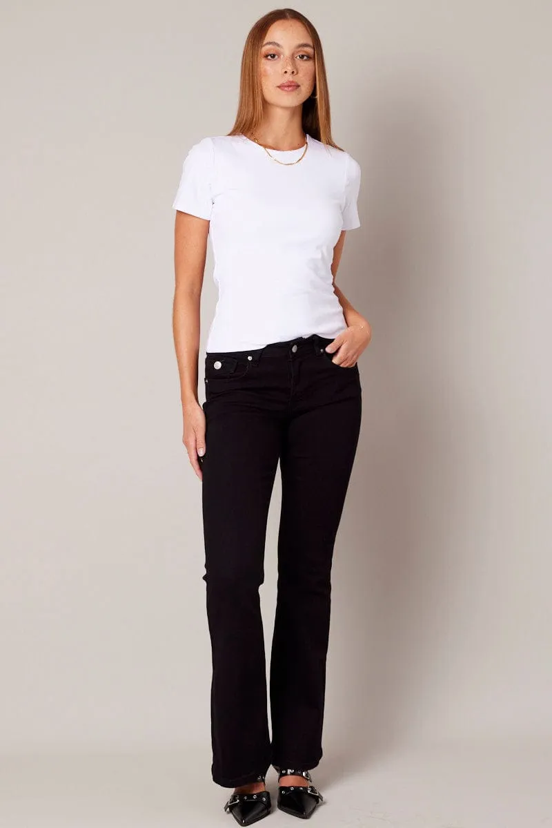 White T Shirt Short Sleeve Round Neck Longline Lined Comfortable Style