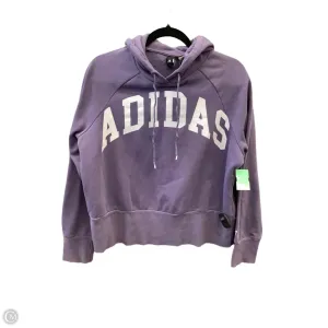 HighVisibility Trim Athletic Sweatshirt Hoodie By Adidas In Purple, Size: M