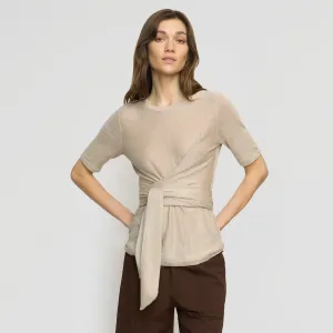 Lark Tie-Front Linen Sweater Fray Resistant Edges Plush Interior