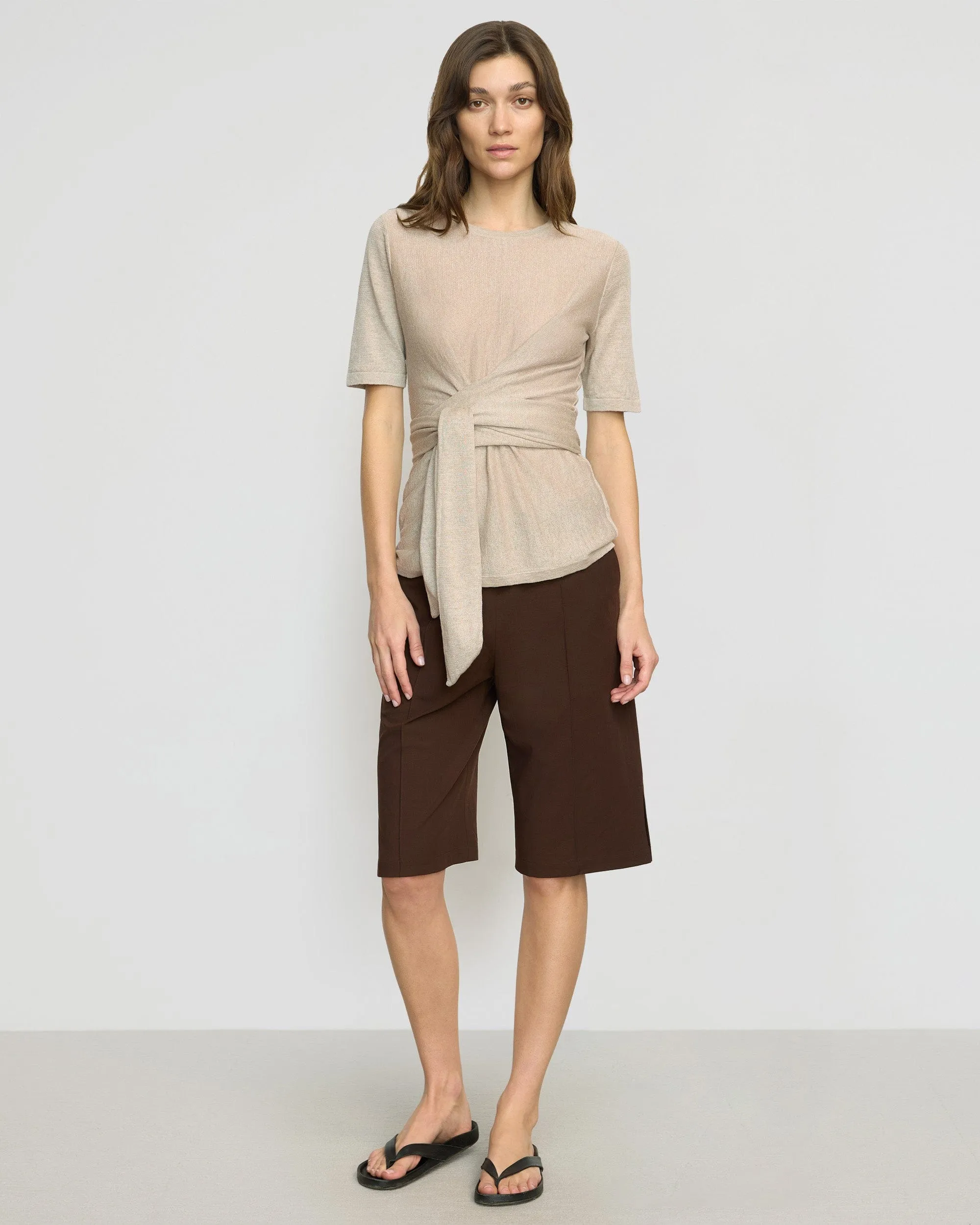 Lark Tie-Front Linen Sweater Eco Friendly Material