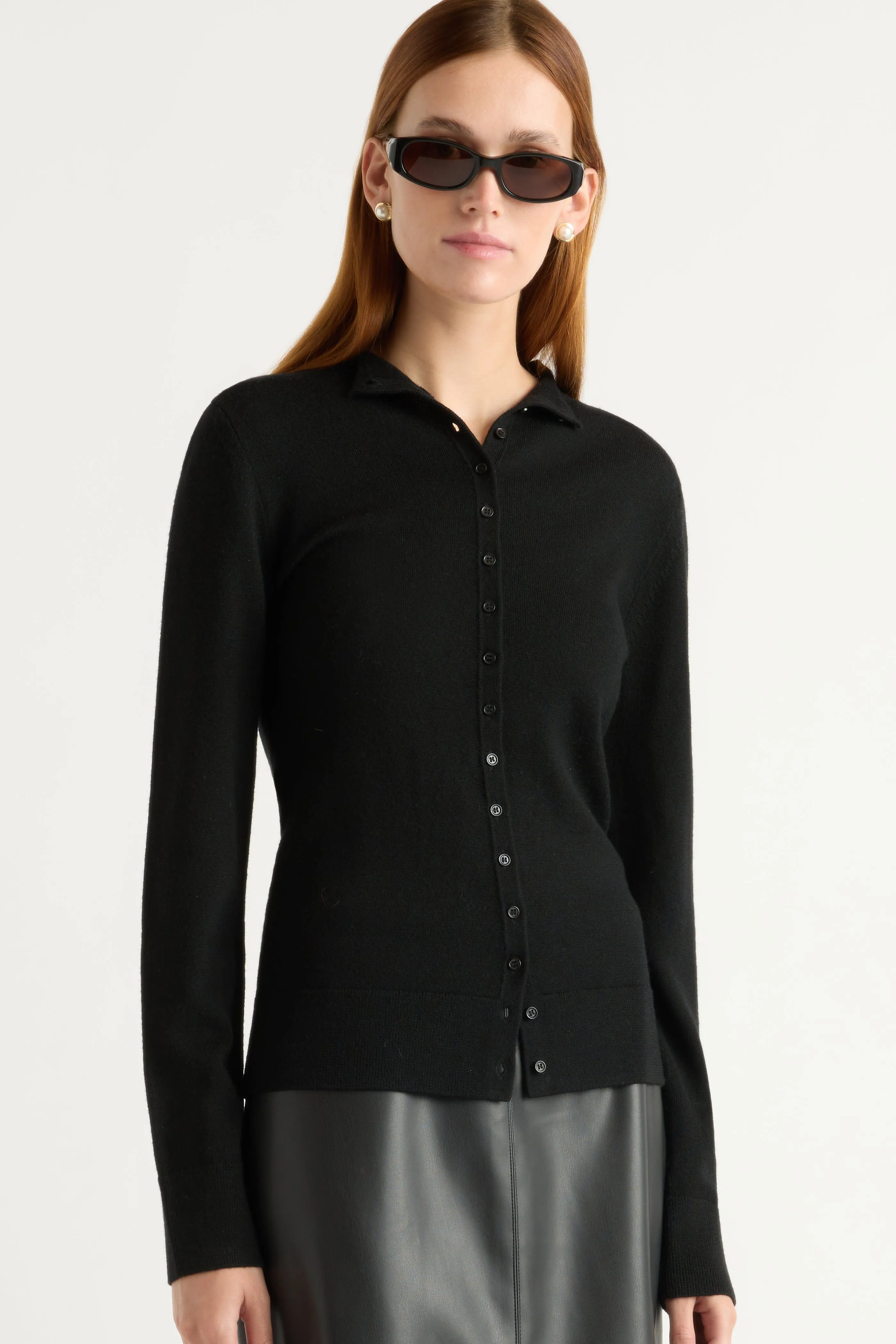 Biodegradable Fiber Options Charlene Wool Button Mock-Neck Sweater