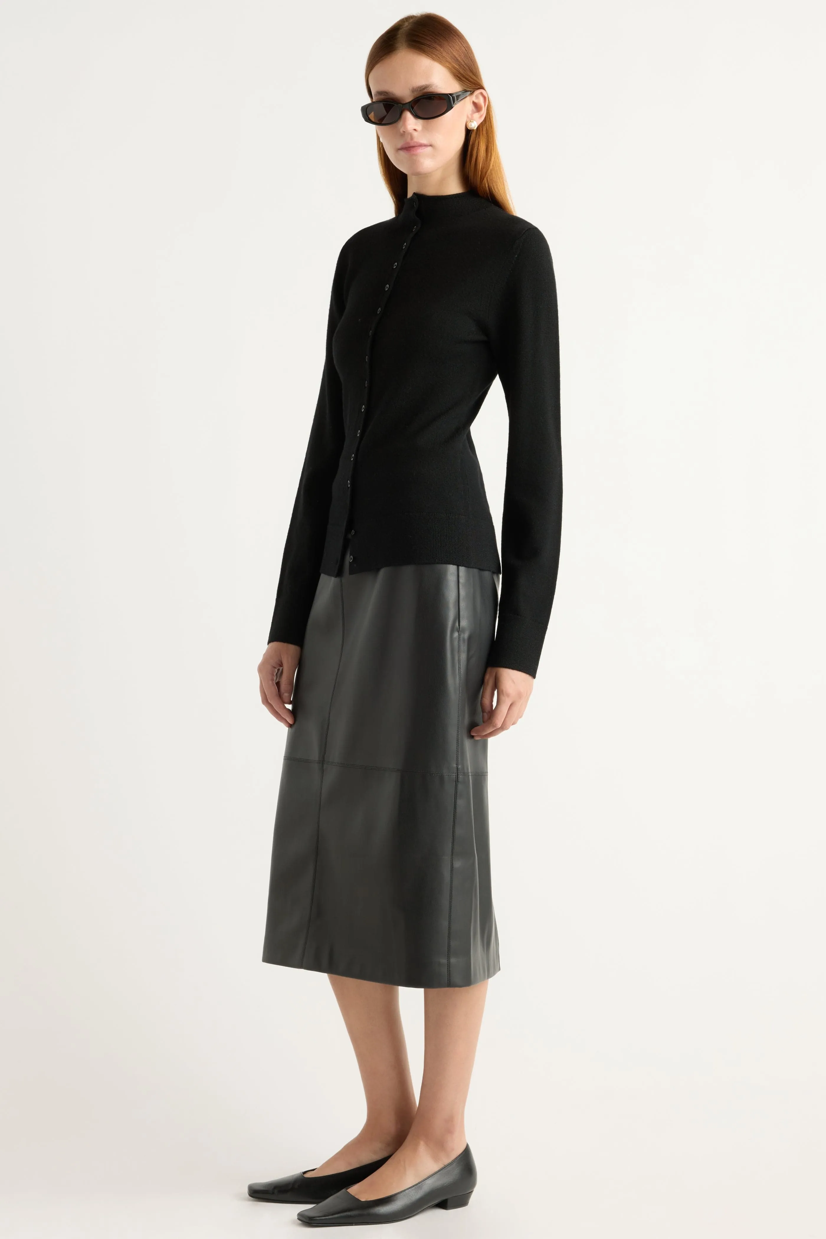 Simple Style Charlene Wool Button Mock-Neck Sweater