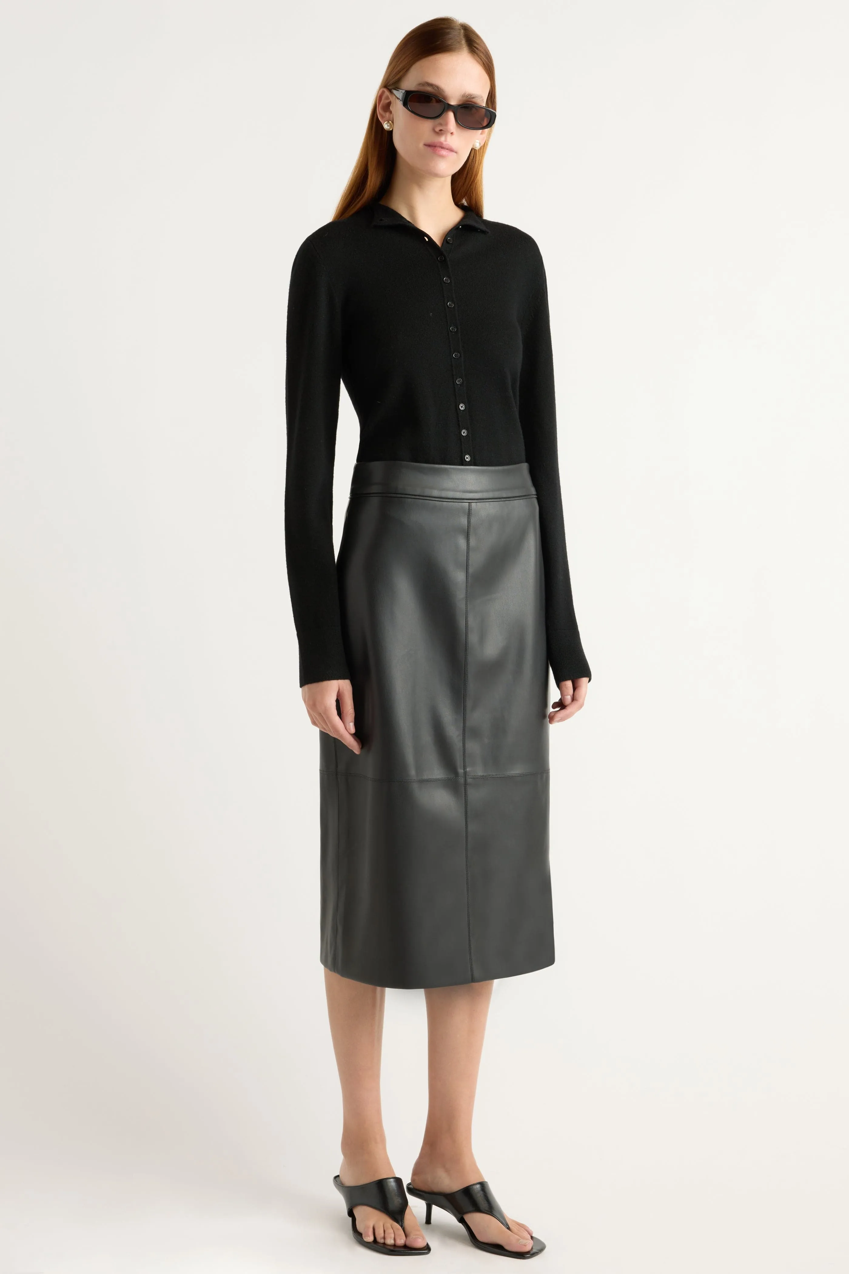 Fashion Statement Charlene Wool Button Mock-Neck Sweater