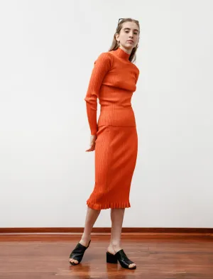 Transitional Wear Irregular Rib Cotton Skirt Poppy Red
