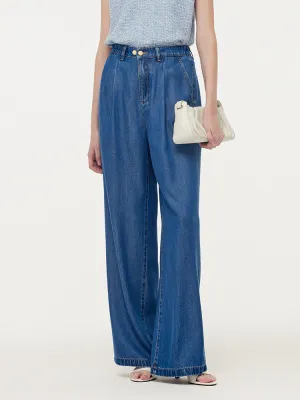 Minimalist Style Family Style Comfy Everyday Outfit 100% Tencel Denim Elastic Waist Women Jeans