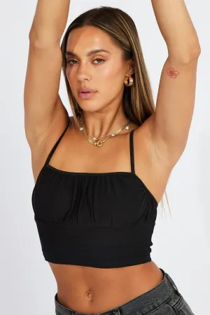 Black Crop Top Singlet Mesh Casual Chic Breezy Fit