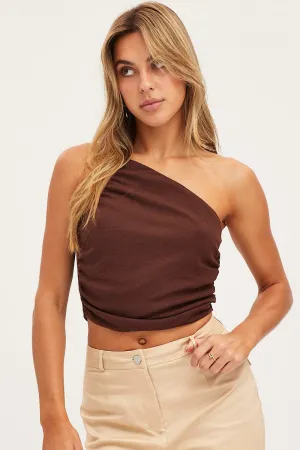 ThermalInsulated Versatile Hat Brown Singlet Top One Shoulder