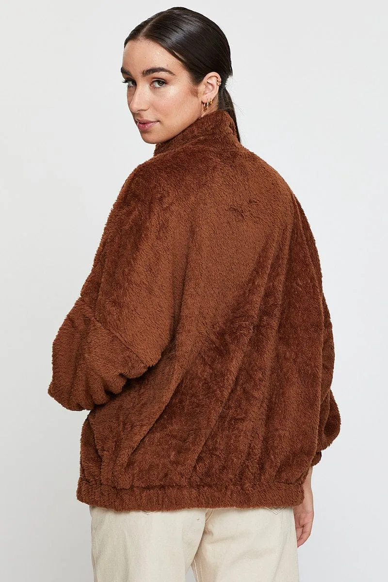 Beige Teddy Jacket Long Sleeve Vegan Mood