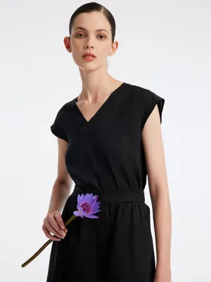 Loose Fit 18 Momme Xiang Yun Silk V-Neck Women Tank Top