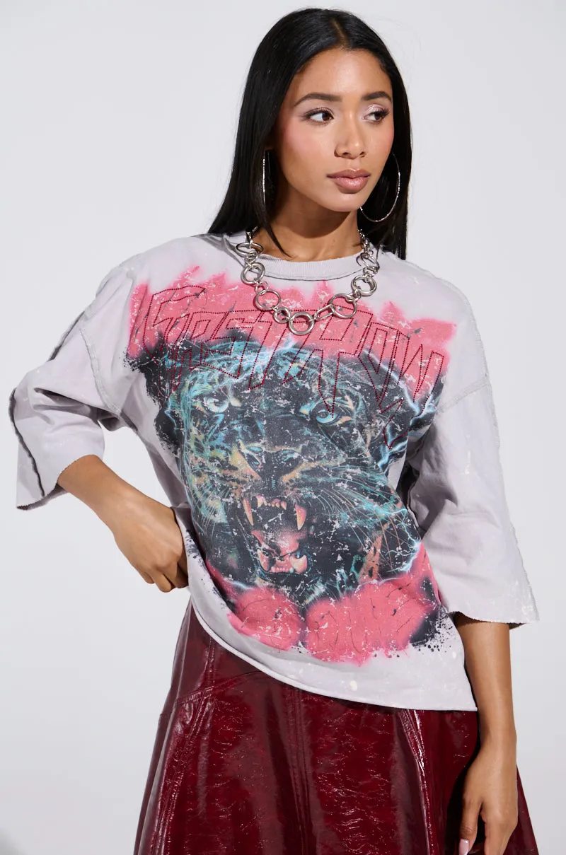 product glove protection Earth Tones PRIMAL FURY CROPPED GRAPHIC SWEATSHIRT