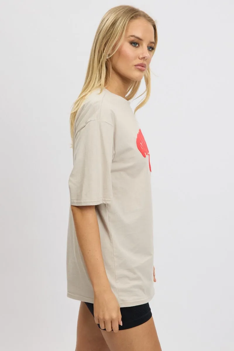 Weekend Look Minimalist Look Brown Graphic Tee Short Sleeve