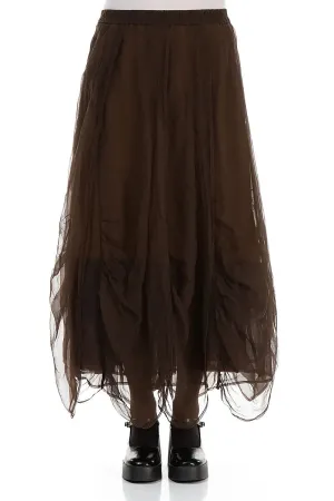 Smart Design Bold Mood Ruched Aged Copper Silk Chiffon Skirt