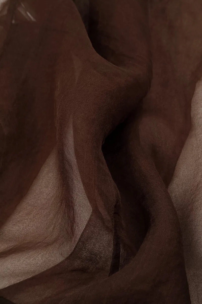 Cultural Heritage Ruched Aged Copper Silk Chiffon Skirt