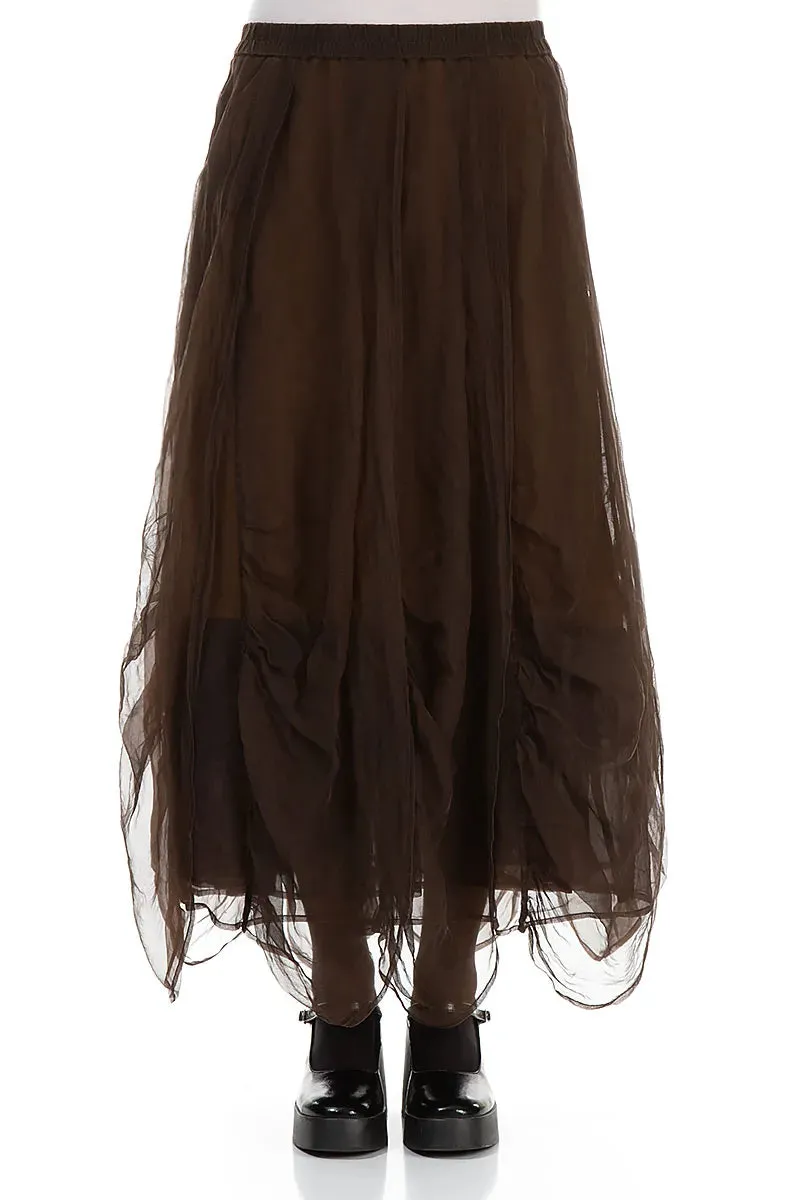 Smart Design Bold Mood Ruched Aged Copper Silk Chiffon Skirt