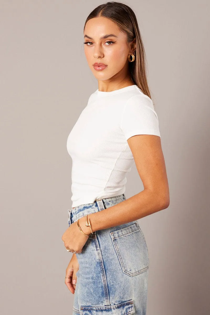 African Bold Thick Glow White T Shirt Short Sleeve Crew Neck