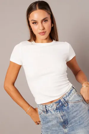 Soft Motion Model Edge White T Shirt Short Sleeve Crew Neck