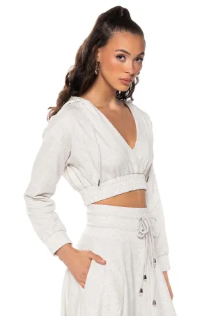 product fringe edginess Festival Fashion ZUMI CROPPED WRAP FRONT HOODIE