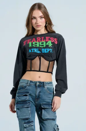 FEARLESS SINCE 1994 CORSETTED SWEATSHIRT Comfy Apparel