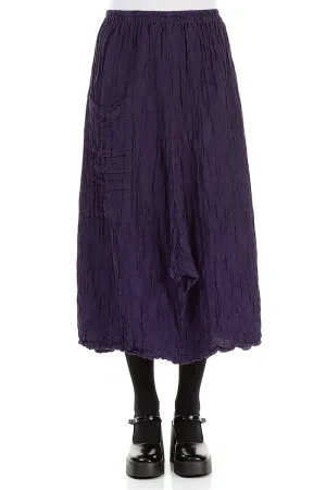 Pocket Knot Crinkled Royal Purple Silk Skirt Daytime Look