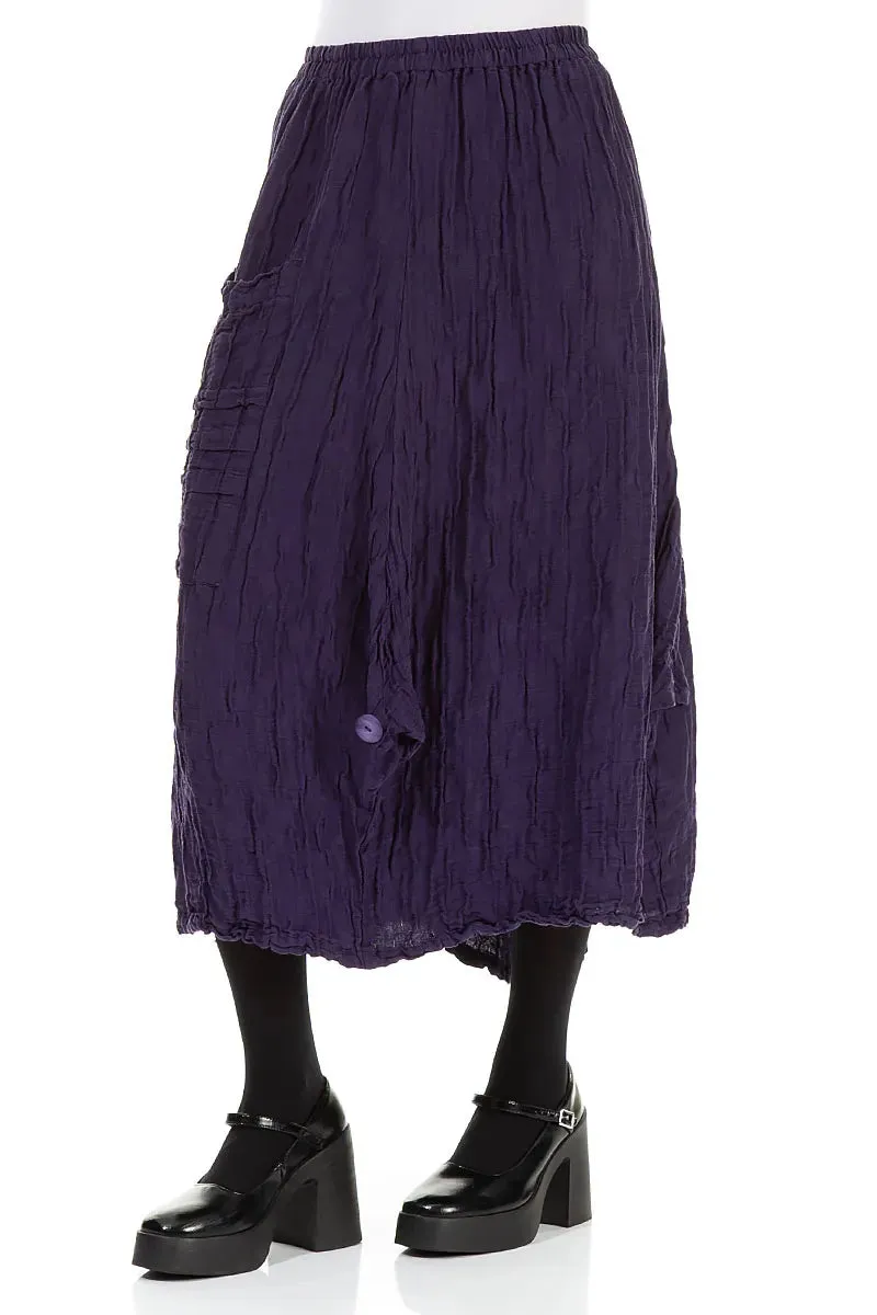 Water Repellent Finish Abstract Motif Pocket Knot Crinkled Royal Purple Silk Skirt