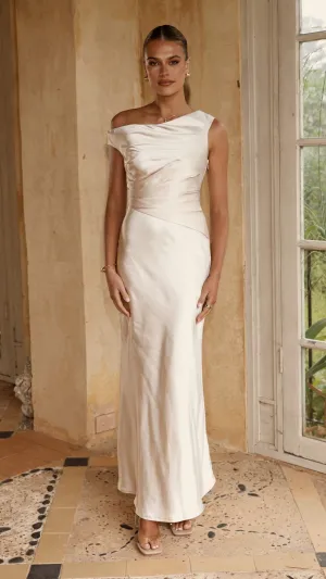 Auria Off Shoulder Maxi Dress - Champagne Onyx Glow Sailing Day