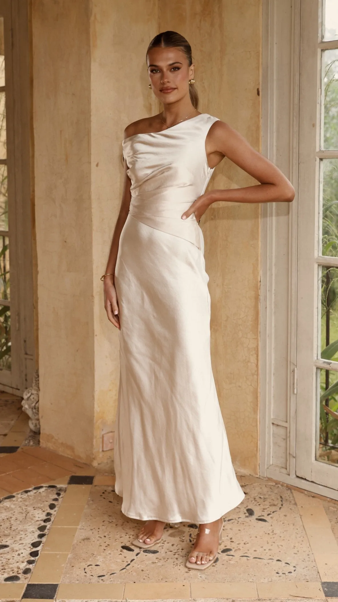 Day-to-evening wear Auria Off Shoulder Maxi Dress - Champagne