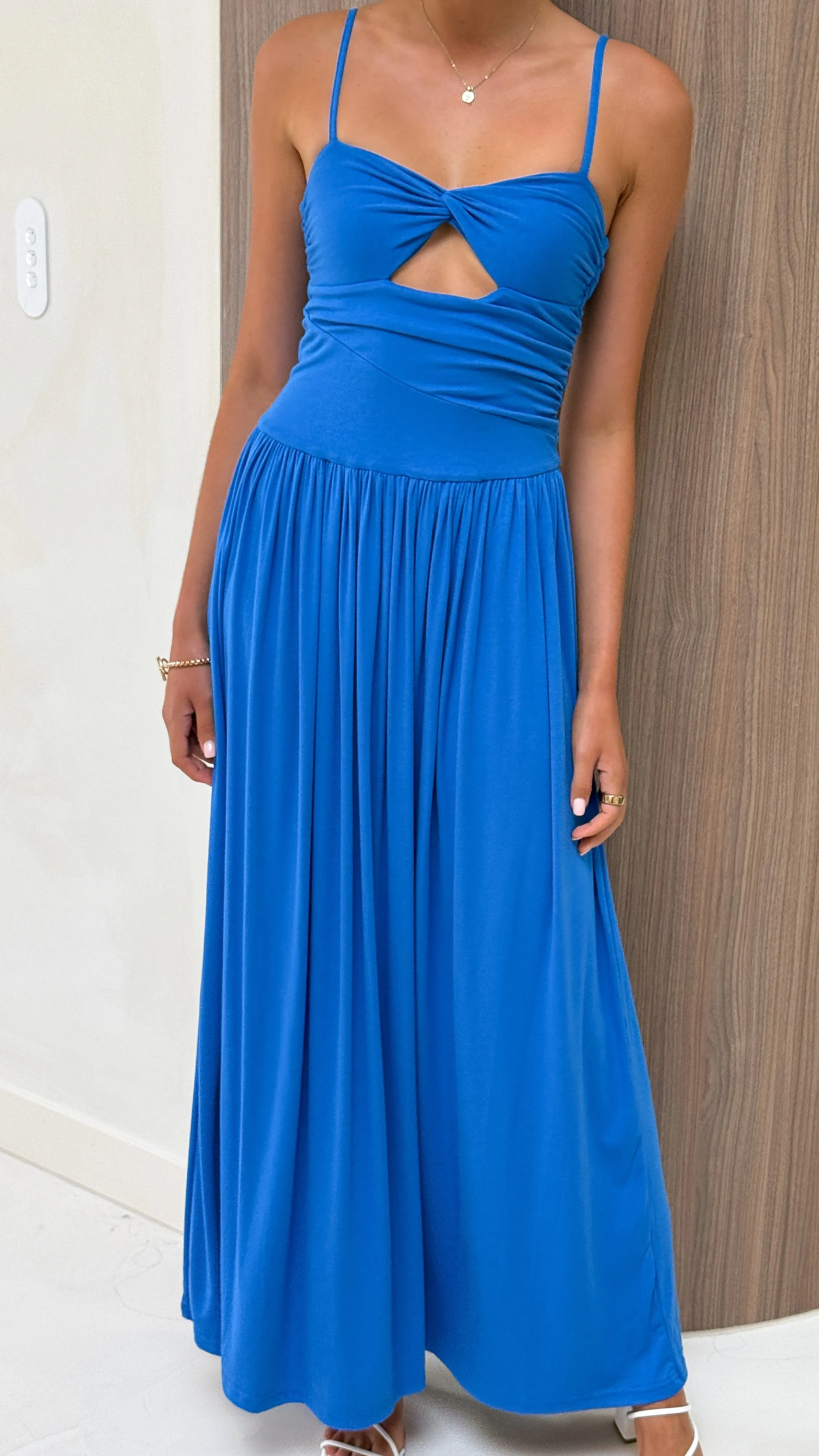 Libertine Maxi Dress - Cobalt Blue Stitch Glow Wild Flower