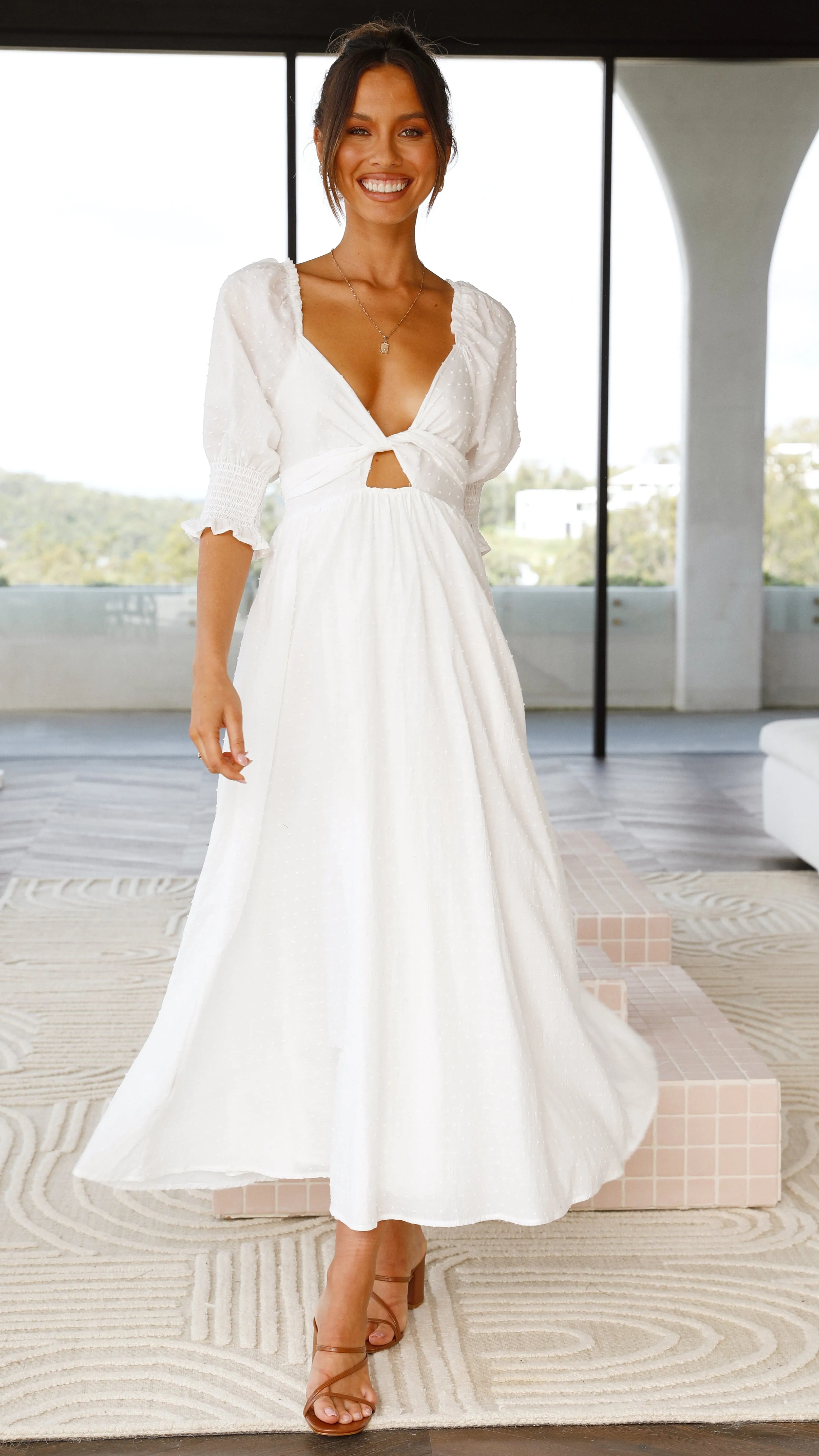 Shine Spot Cierra Midi Dress - White