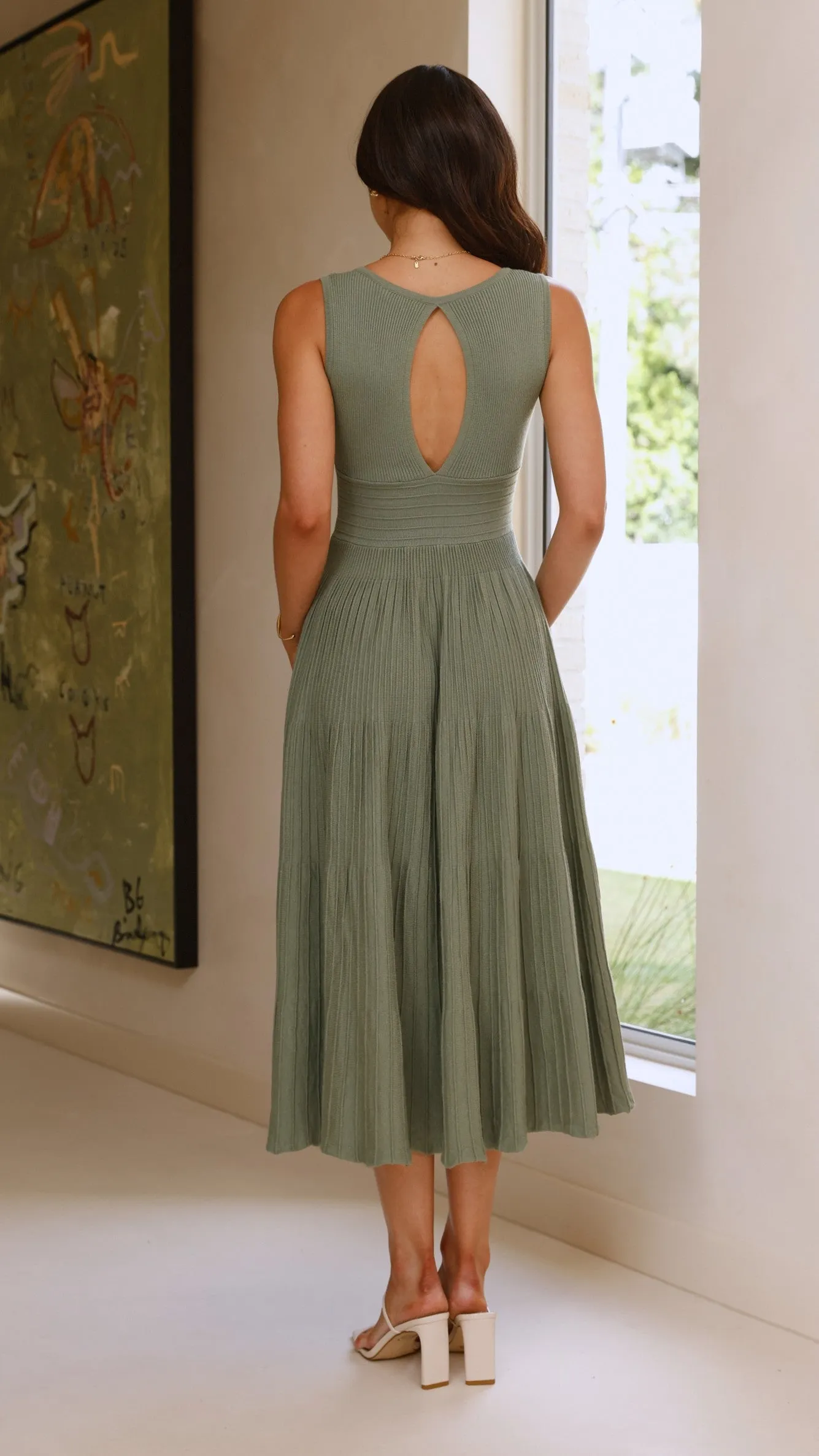 Jayde Knit Dress - Khaki Feminine Design