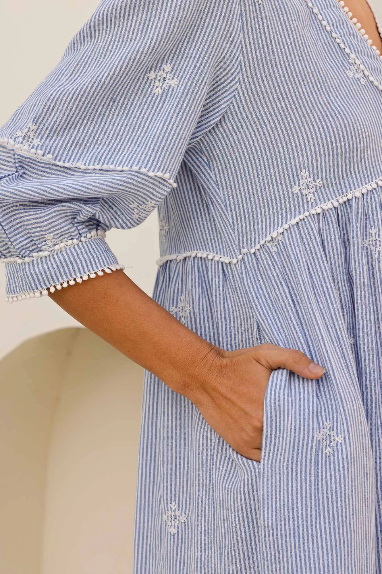 Mindy Cotton Dress | Stripe Blue Timeless elegance